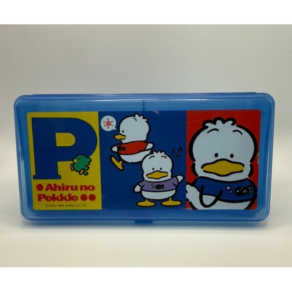 Vintage Ahiru no Pekkle Pencil Box 1994 Sanrio Organizer Blue Rare 90s Taiwan